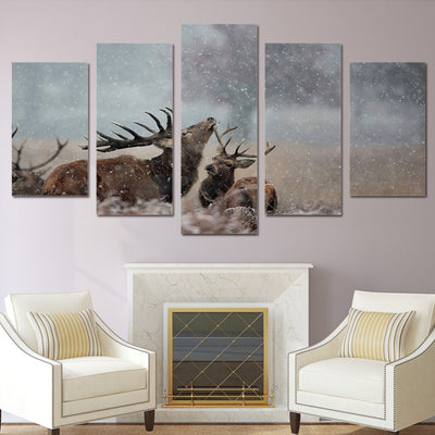 Limited Edition 5 Piece Deer in Snow Canvas