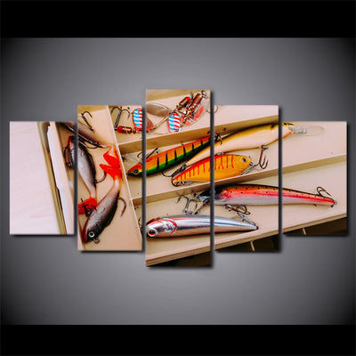 Limited Edition 5 Piece Artistic Fishing Hooks Canvas