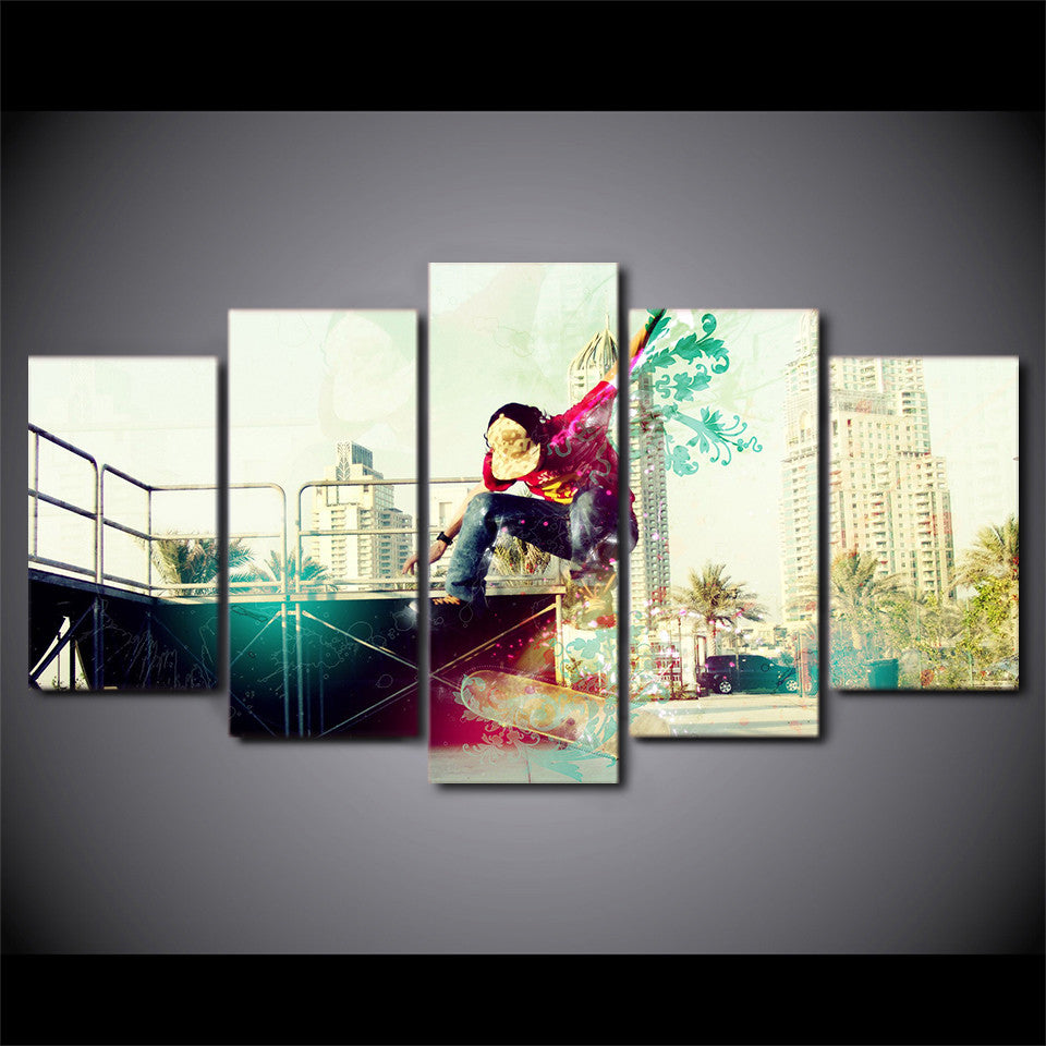 Limited Edition 5 Piece Artistic Skateboarding Canvas