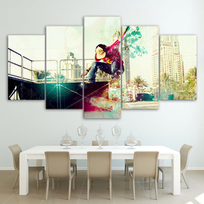 Limited Edition 5 Piece Artistic Skateboarding Canvas