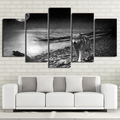 Limited Edition 5 Piece Wolf In The River Canvas
