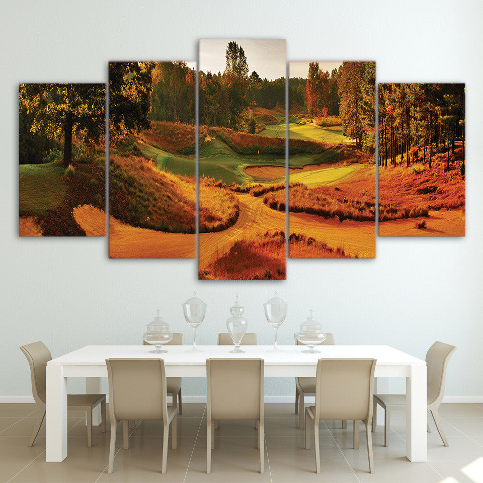 Limited Edition 5 Piece Autumn Golf Course Canvas