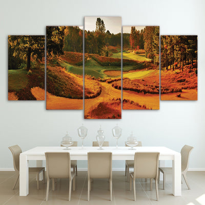 Limited Edition 5 Piece Autumn Golf Course Canvas