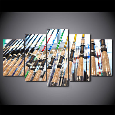 Limited Edition 5 Piece Awesome Fishing Poles Canvas