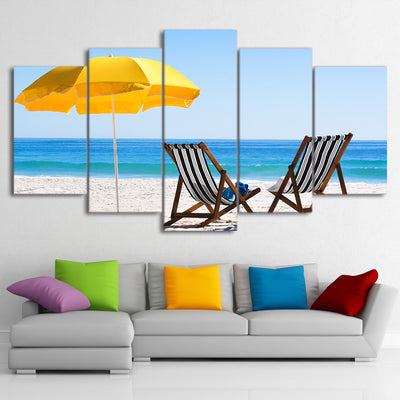 Limited Edition 5 Piece  Beach Chairs And Umbrella Canvas