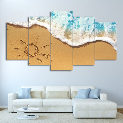 Limited Edition 5 Piece  Beach Sand And Waves Canvas