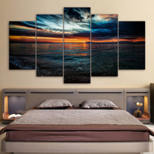 Limited Edition 5 Piece Beach At Night Canvas