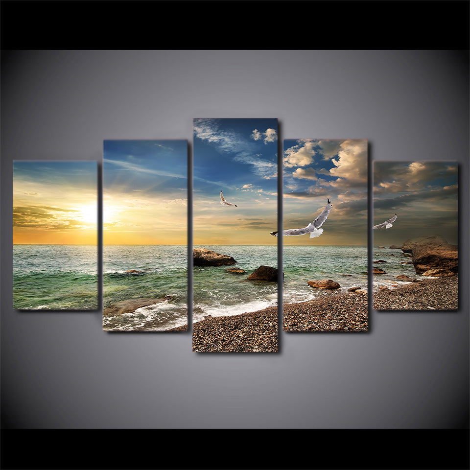 Limited Edition Beach Coast With Birds Canvas