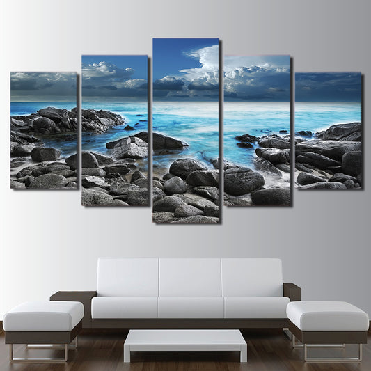 Limited Edition 5 Piece Seashore With Rocks Canvas