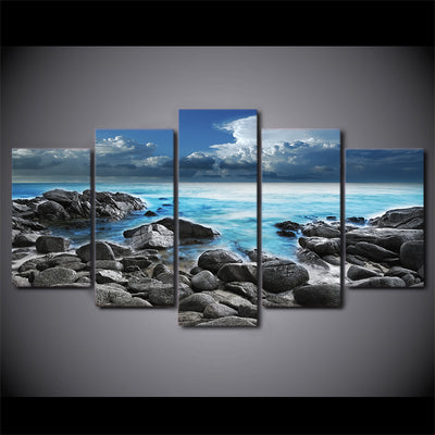 Limited Edition 5 Piece Seashore With Rocks Canvas