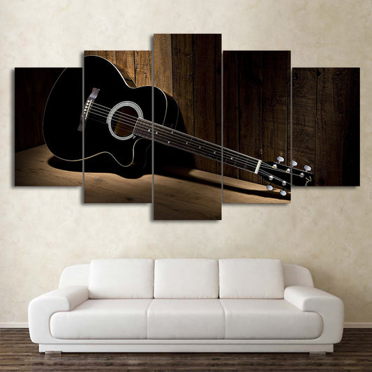 Limited Edition 5 Piece Black Acoustic Guitar Canvas