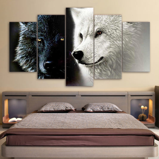 Limited Edition Black And White Couple Wolf Canvas