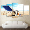 Limited Edition 5 Piece Blue Chair At The Beach Canvas
