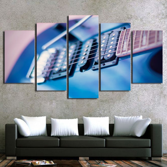 Limited Edition 5 Piece Blue Electric Guitar Canvas