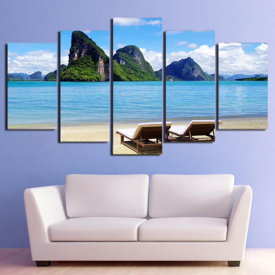 Limited Edition 5 Piece Sky Tropical Sea Coast Canvas