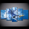 Limited Edition 5 Piece Captured Blue Fish Canvas