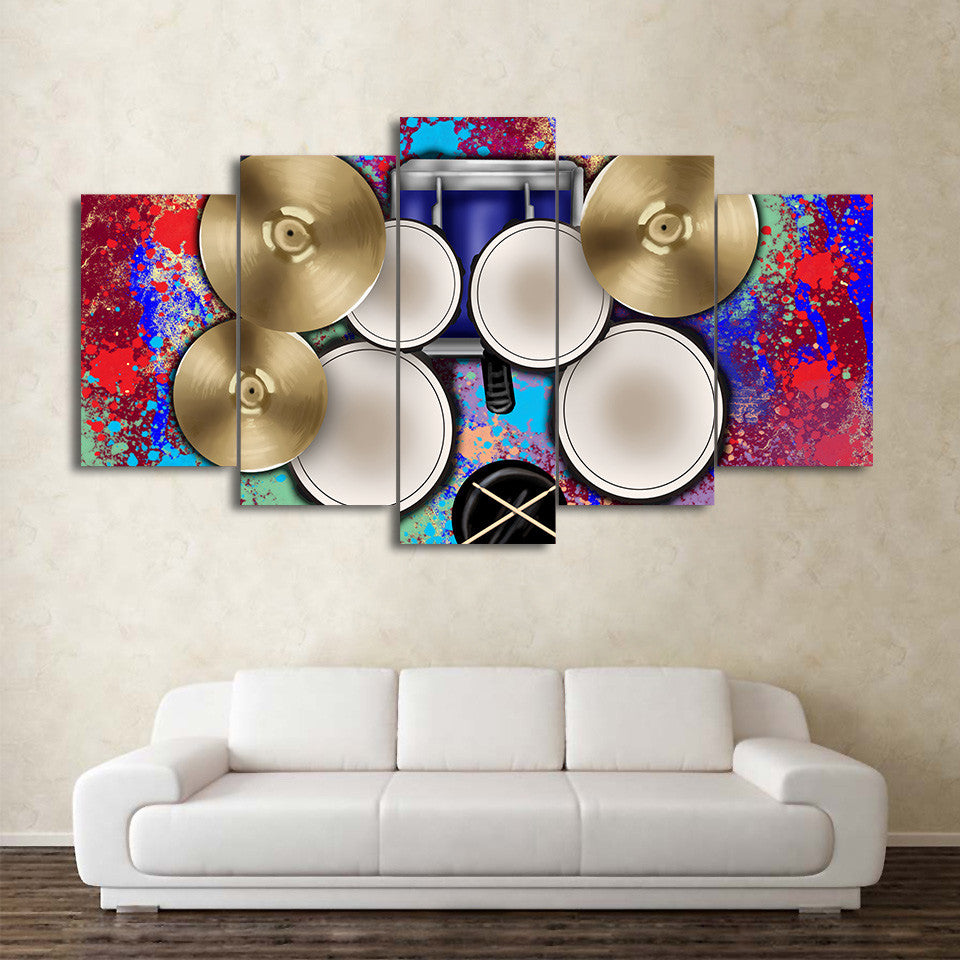 Limited Edition 5 Piece Drum And Cymbals Canvas