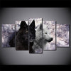 Limited Edition 5 Piece Awesome Black And White Wolf  Canvas