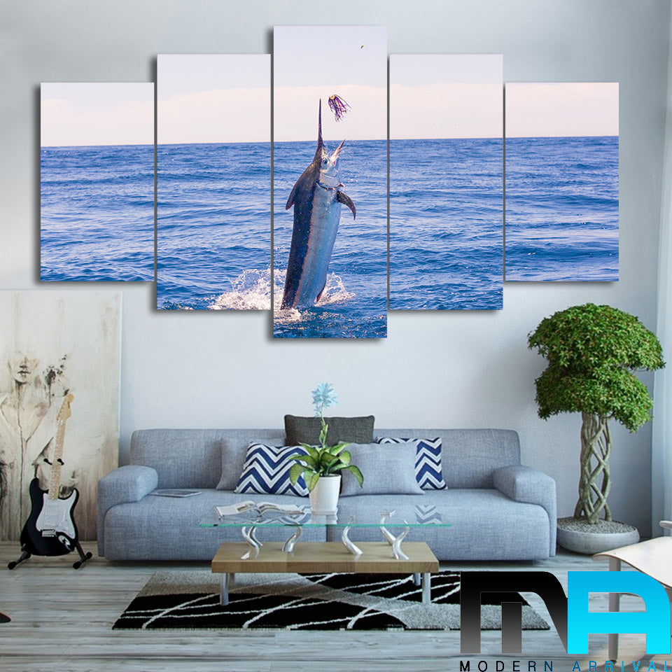 Limited Edition 5 Piece Amazing Blue Fish To Catch Canvas
