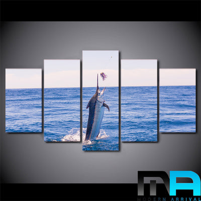 Limited Edition 5 Piece Amazing Blue Fish To Catch Canvas
