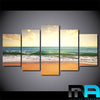 Limited Edition 5 Piece White Wavy Beach In Sunset Canvas