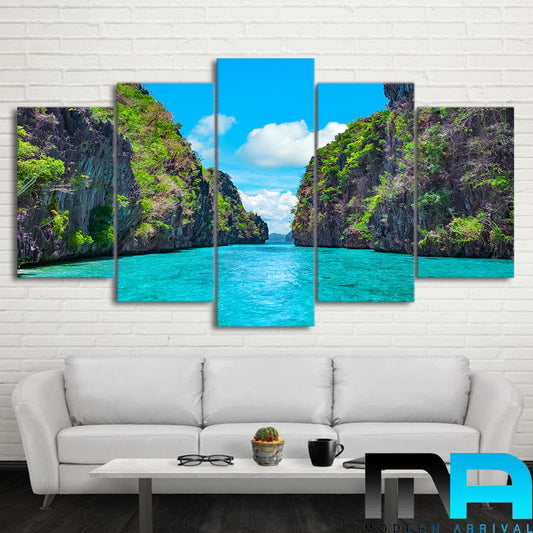 Limited Edition 5 Piece Two Island Beach View Canvas