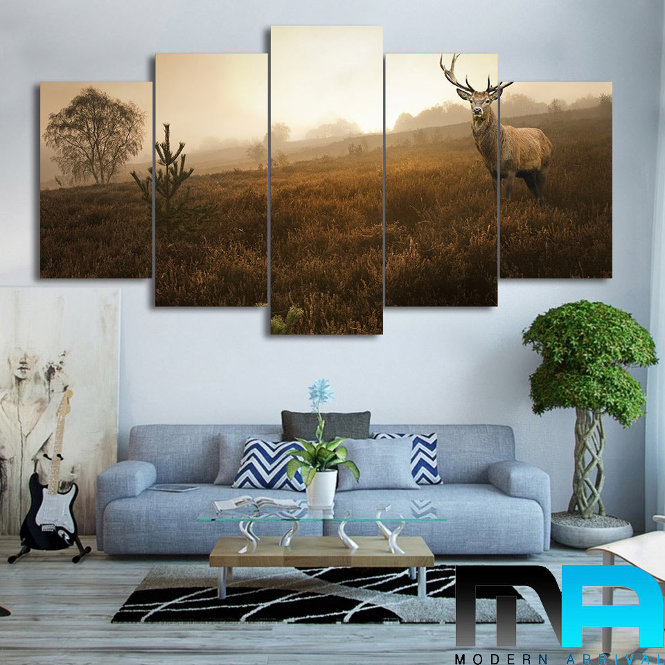 Limited Edition 5 Piece Deer In The Grass Canvas