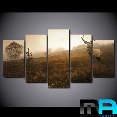 Limited Edition 5 Piece Deer In The Grass Canvas