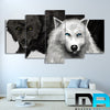Limited Edition 5 Piece Couple Black and White Wolves Canvas