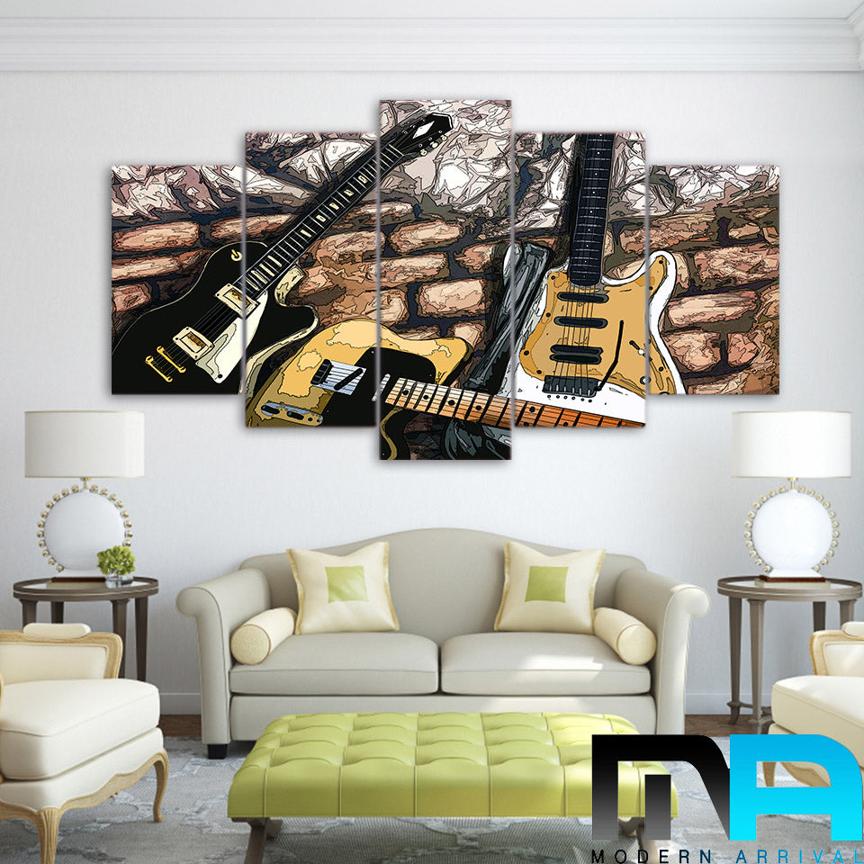 Limited Edition 5 Piece Awesome Guitar Artwork Canvas