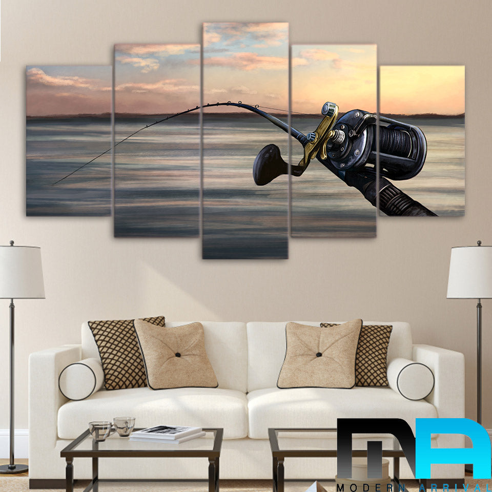 Limited Edition 5 Piece Awesome Fishing Rod Canvas - The Beach Canvas