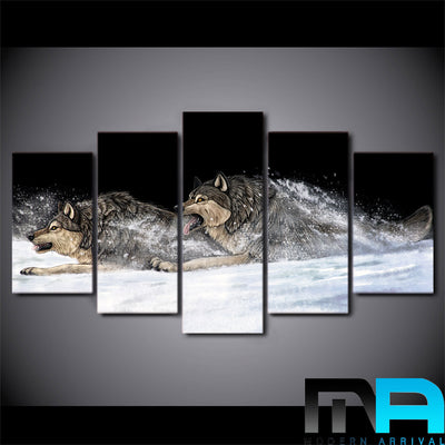 Limited Edition 5 Piece Crawling Wolves Canvas