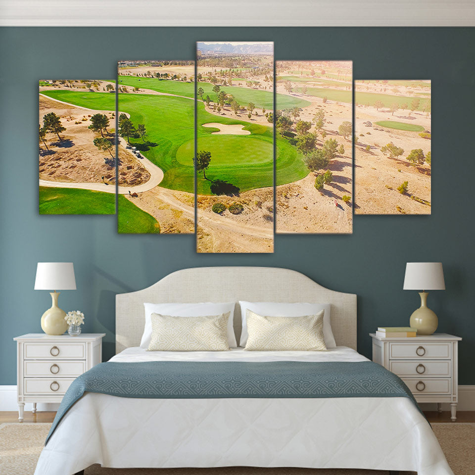 Limited Edition 5 Piece Golf Course Aerial View Canvas