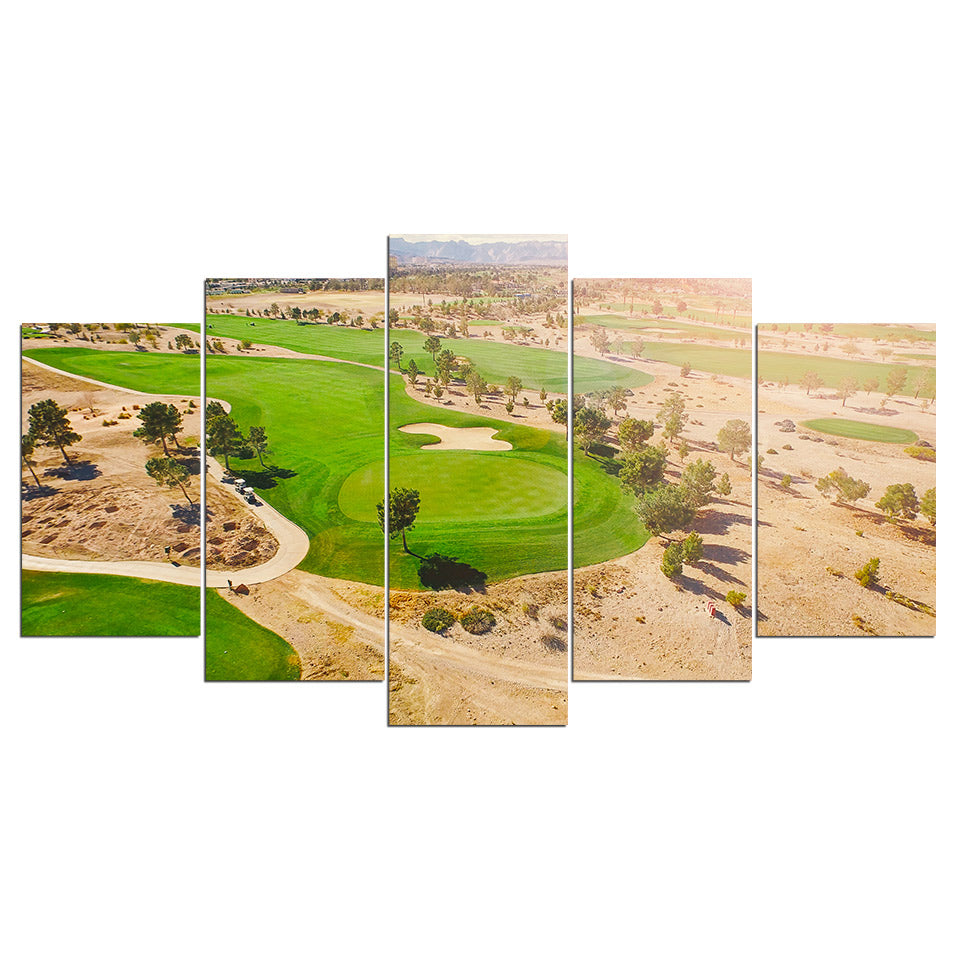 Limited Edition 5 Piece Golf Course Aerial View Canvas