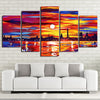 Limited Edition 5 Piece Coastal City in Sunset Canvas