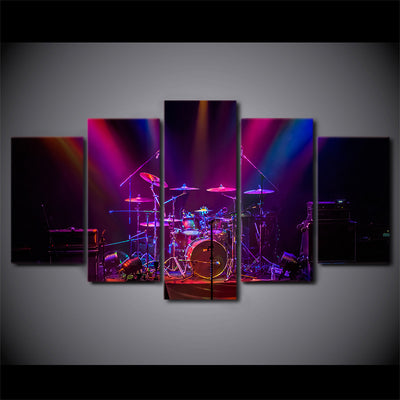 Limited Edition 5 Piece Colorful Drum Set On The Stage Canvas