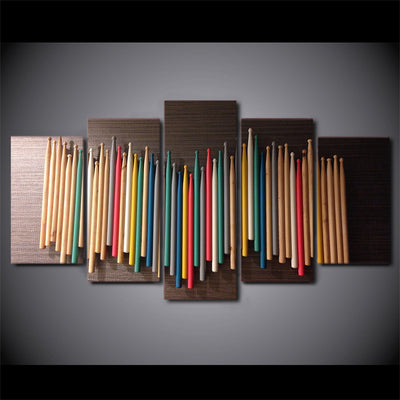 Limited Edition 5 Piece Colorful Drumsticks Canvas