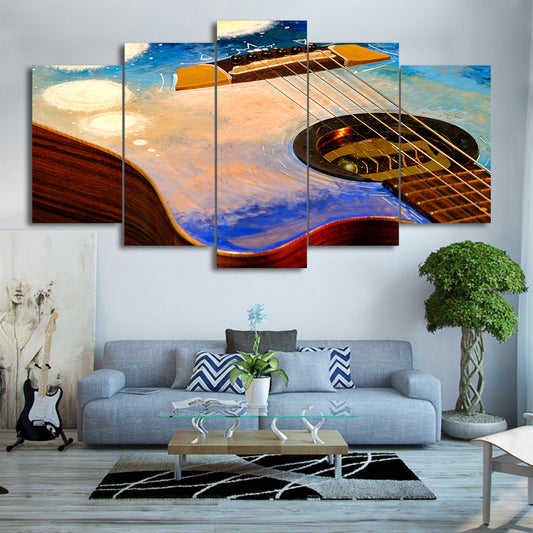 Limited Edition 5 Piece Colorful Abstract Guitar Canvas