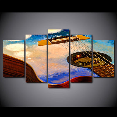 Limited Edition 5 Piece Colorful Abstract Guitar Canvas