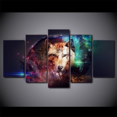 Limited Edition 5 Piece Colorful Wolf Canvas