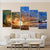 Limited Edition 5 Piece Huge Ocean Waves in Sunset Canvas
