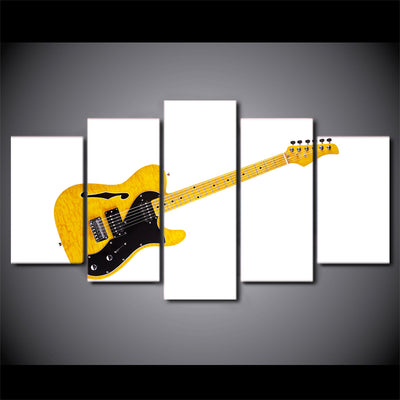 Limited Edition 5 Piece Dazzling Yellow Guitar Canvas