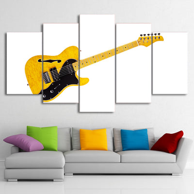 Limited Edition 5 Piece Dazzling Yellow Guitar Canvas