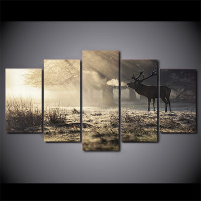 Limited Edition 5 Piece Amazing Deer In The Forest Canvas