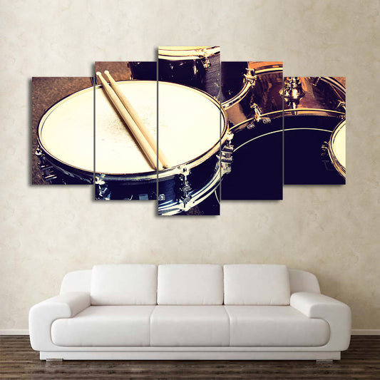 Limited Edition 5 Piece Drum And Drumstick Canvas