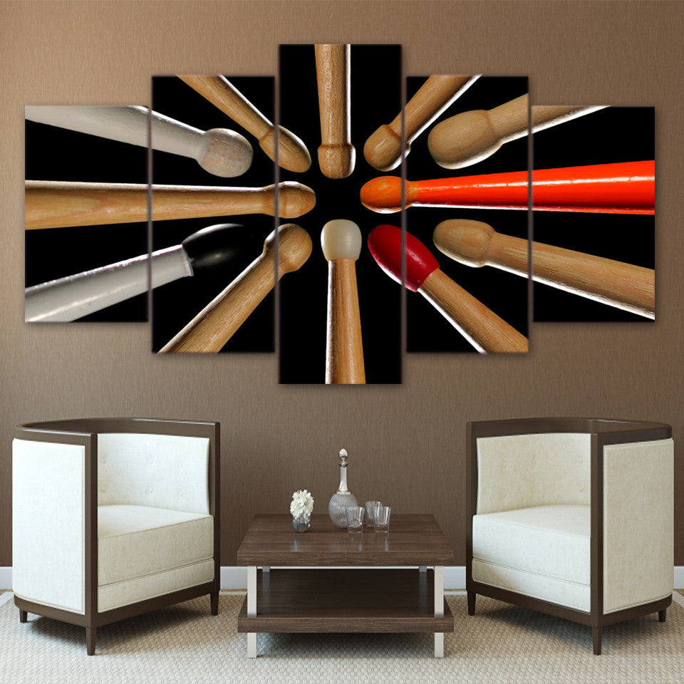 Limited Edition 5 Piece Elegant Wooden Drumsticks Canvas