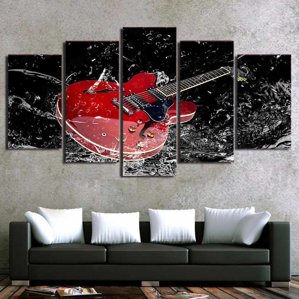 Limited Edition 5 Piece Fantastic Red Guitar Canvas