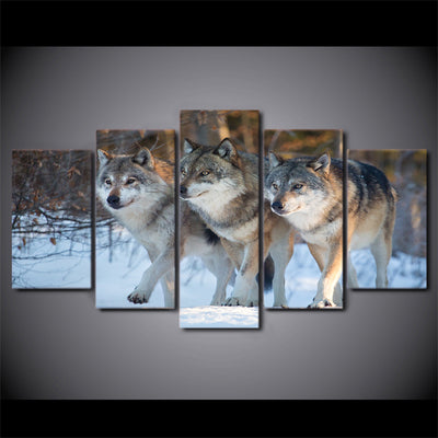 Limited Edition 5 Piece Fearless Wolves Canvas