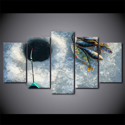 Limited Edition 5 Piece Fish in the Ice Canvas
