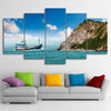 Limited Edition 5 Piece Fishing Boat In A Bay Canvas